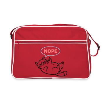 Cat Nope Speech Bubble Colored - Retro Bag - red/white - Front
