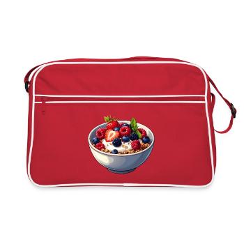 Bowl of muesli with yoghurt and berries - Retro Bag - red/white - Front