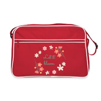 Es rieht nach Frühling,   zarte Daisy Ilustration - Retro Tasche - Rot/Weiß - Vorne