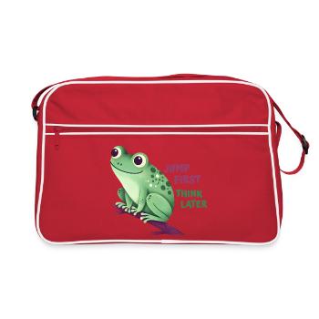 Frog with Quote - Retro Bag - red/white - Front