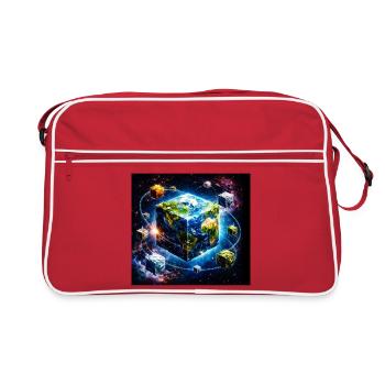 Cube terrestre dans l’espace - Sac Retro - rouge/blanc - Devant