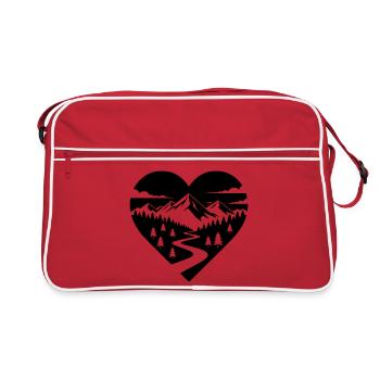 Hiking in the heart, forest path and mountains - Retro Bag - red/white - Front