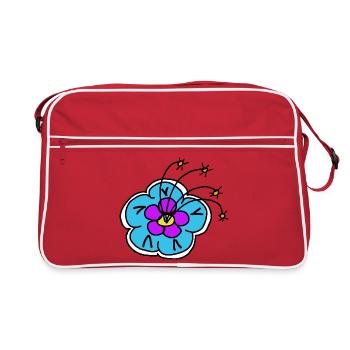Fleur bleue motif floral fleur rétro - Sac Retro - rouge/blanc - Devant