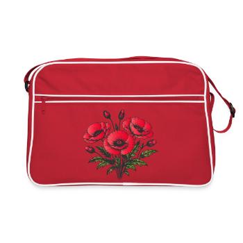 Motifs naturels floraux rouges de pavots - Sac Retro - rouge/blanc - Devant