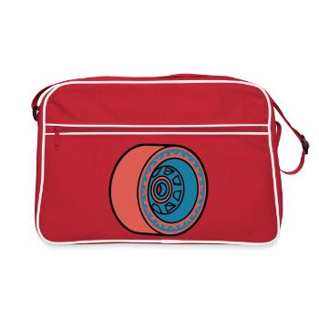 Skateboard Rolle Longboard - Retro Tasche - Rot/Weiß - Vorne