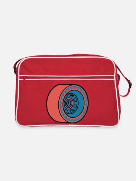 Skateboard Rolle Longboard - Retro Tasche - Rot/Weiß - Vorne