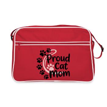 Katzenmama Rosa Pfoten Logo - Retro Tasche - Rot/Weiß - Vorne