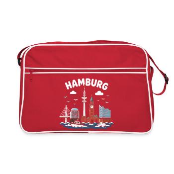 Hamburg Skyline Coastal Magic - Retro Bag - red/white - Front