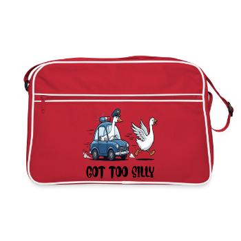 Gans auf der Flucht – Polizeiverfolgungsjagd - Retro Tasche - Rot/Weiß - Vorne
