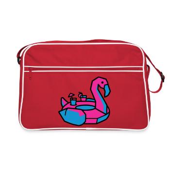 Flamingo Schwimmtier Pool Party - Retro Tasche - Rot/Weiß - Vorne