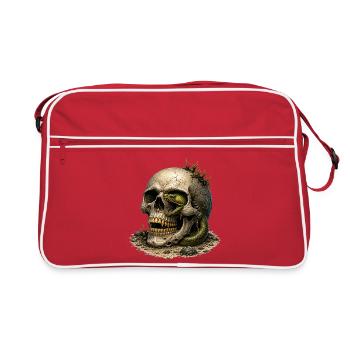 Skull and snake in the sand - Retro Bag - red/white - Front