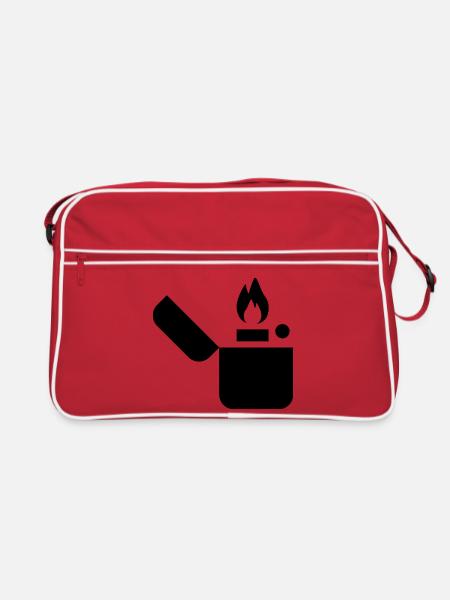 Gas Lighter - Retro Bag - red/white - Front