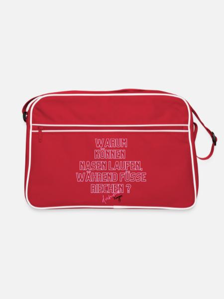 Warum Nasen Laufen, Füße Riechen - Retro Tasche - Rot/Weiß - Vorne