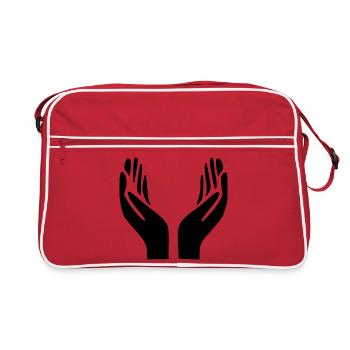 Mains ouvertes Geste de la main - Sac Retro - rouge/blanc - Devant