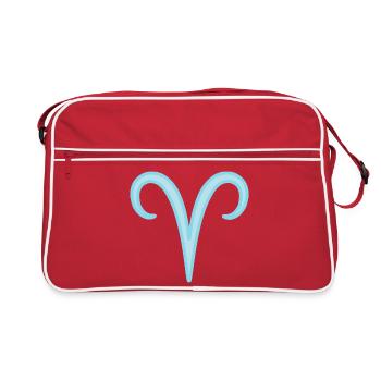Widder-Tierkreiszeichen Pastellblau - Retro Tasche - Rot/Weiß - Vorne