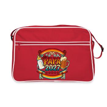 Vater 2027 Schwangerschaftsankündigung des werdenden Vaters - Retro Tasche - Rot/Weiß - Vorne