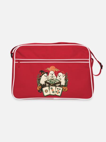 Geister-Mahjong-Nacht - Retro Tasche - Rot/Weiß