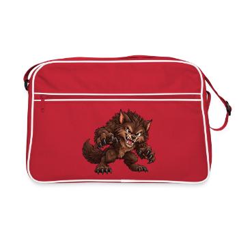 Werwolf - Monster unter dem Bett Party - Retro Tasche - Rot/Weiß - Vorne