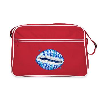 Kobaltblaues Kuhschalendesign - Retro Tasche - Rot/Weiß - Vorne