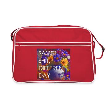 Bunte Blüten vs Alltag - Retro Tasche - Rot/Weiß - Vorne