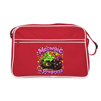Meowagic in Progress – Katzenzauber Neon - Retro Tasche - Rot/Weiß - Vorne