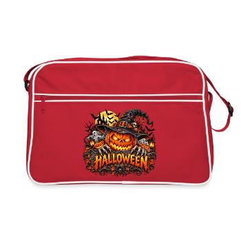 Halloween Kürbis Hexenhut - Retro Tasche - Rot/Weiß - Vorne