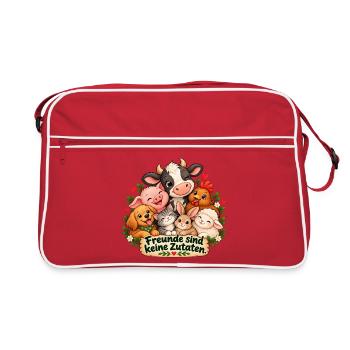Freunde sind keine Zutaten  - Retro Tasche - Rot/Weiß - Vorne