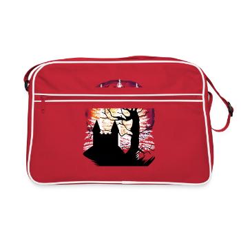 Tree, Castle, Middle Ages, Fantasy, Fortress, Castle - Retro Bag - red/white - Front