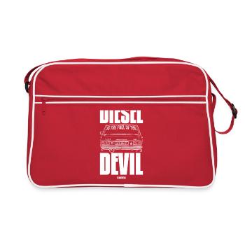 Le diesel est le carburant du diable (blanc) - Sac Retro - rouge/blanc - Devant