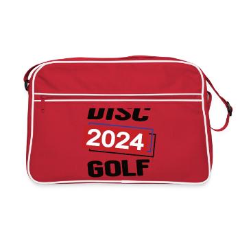 Discgolf Spielerin Team Turnier Frisbeegolf 2024 - Retro Tasche - Rot/Weiß - Vorne