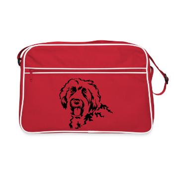 Tête Labradoodle - Sac Retro - rouge/blanc - Devant