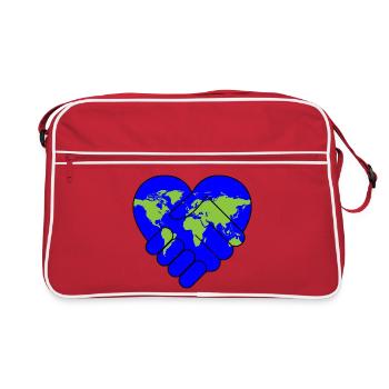 Kooperation Liebe und Frieden in der Welt - Retro Tasche - Rot/Weiß - Vorne