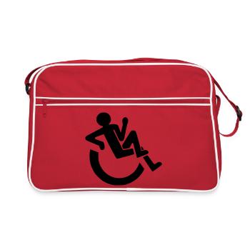 Entspannter Rollstuhlfahrer, Roller, Behinderter # - Retro Tasche - Rot/Weiß - Vorne