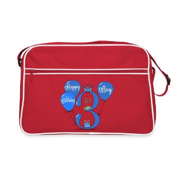 Happy Birthday 3 Boy - Retro Tasche - Rot/Weiß - Vorne