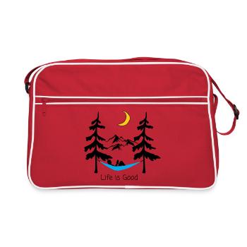 Conception ludique de lune souriante nocturne - Sac Retro - rouge/blanc - Devant