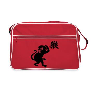 Singe à caractère chinois avec image de singe - Sac Retro - rouge/blanc - Devant