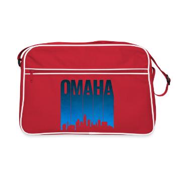 Omaha Skyline Blue Gradient - Retro Bag - red/white - Front