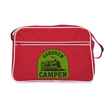 Geboren Zum Campen Patch - Retro Tasche - Rot/Weiß - Vorne