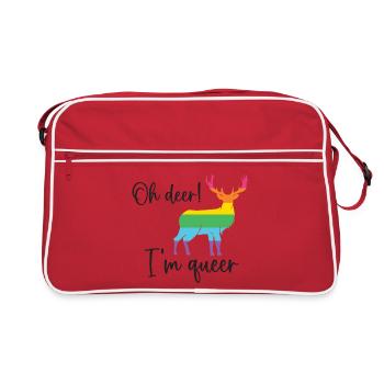 Mois de la fierté LGBTQ - Oh cerf je suis queer! - Sac Retro - rouge/blanc - Devant