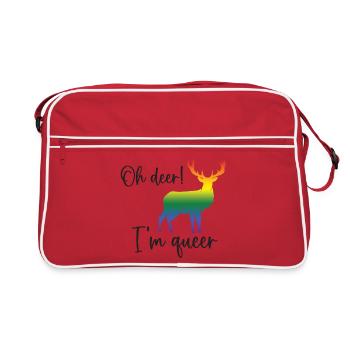 Mois de la fierté LGBTQ - Oh cerf je suis queer! - Sac Retro - rouge/blanc - Devant