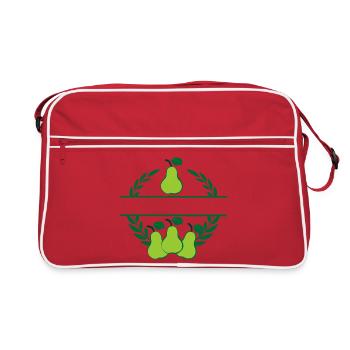 Birnen im Lorbeerkranz mit grünen Birnen - Retro Tasche - Rot/Weiß - Vorne