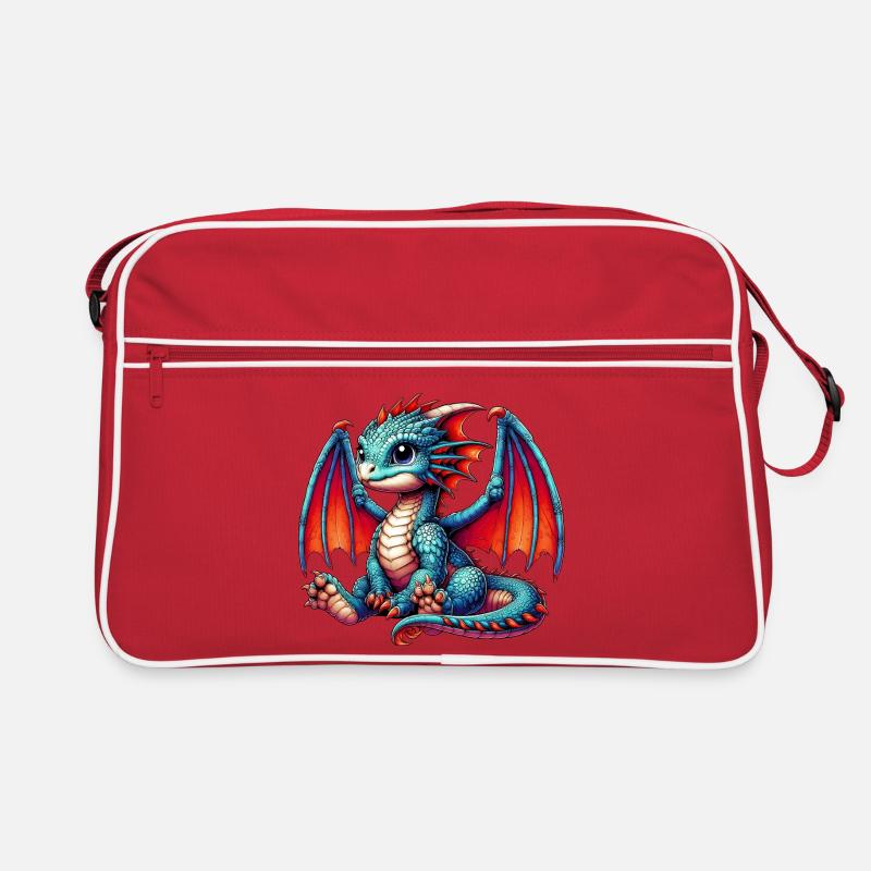 Drache - Retro Tasche - Rot/Weiß