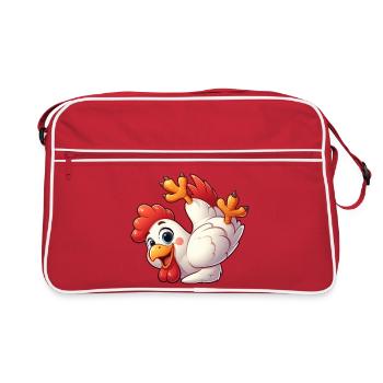 Poule Poule Coq Équilibre Sur La Tête Acrobatiques - Sac Retro - rouge/blanc - Devant