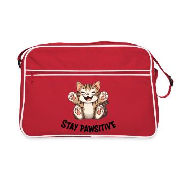 Chat mignon, chat drôle, cadeau de chat, t-shirt - Sac Retro - rouge/blanc - Devant