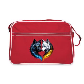 Têtes de loup majestueuses. - Sac Retro - rouge/blanc - Devant