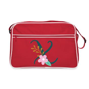 Elegant letter 'X' with flowers - Retro Bag - red/white - Front