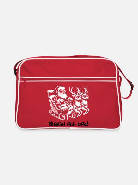 Glacière Père Noël – Traîneau toute la journée - Sac Retro - rouge/blanc - Devant