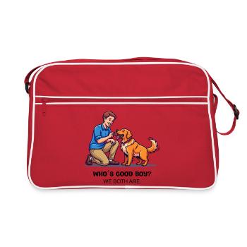 Who's Good Boy? We both are. - Retro Bag - red/white - Front