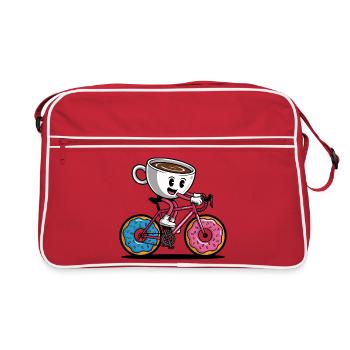 Mug avec le sourire sur un vélo beignet - Sac Retro - rouge/blanc - Devant