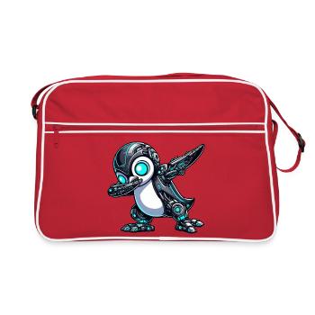 Cool dessin animé pingouin robot astronaute Mech dab - Sac Retro - rouge/blanc - Devant